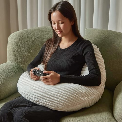 MIJIMO Gaming Crochet Pillow for Lap Support Lap Desk Pillow Setting in Bed or Sofa, U-Shaped Arm Pillows for Adults,Reading Pillow for Gaming, Working, Writing in Bed Couch Floor
