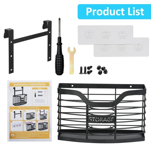KIMERSE Hair Tool Organizer, Stainless Steel Hair Dryer Holder for Dresser, Bathroom Countertop & Cabinet Door, Wall Mount Storage Basket for Holding Hairdressing Curler, Blow Dryers, Shaver, Comb