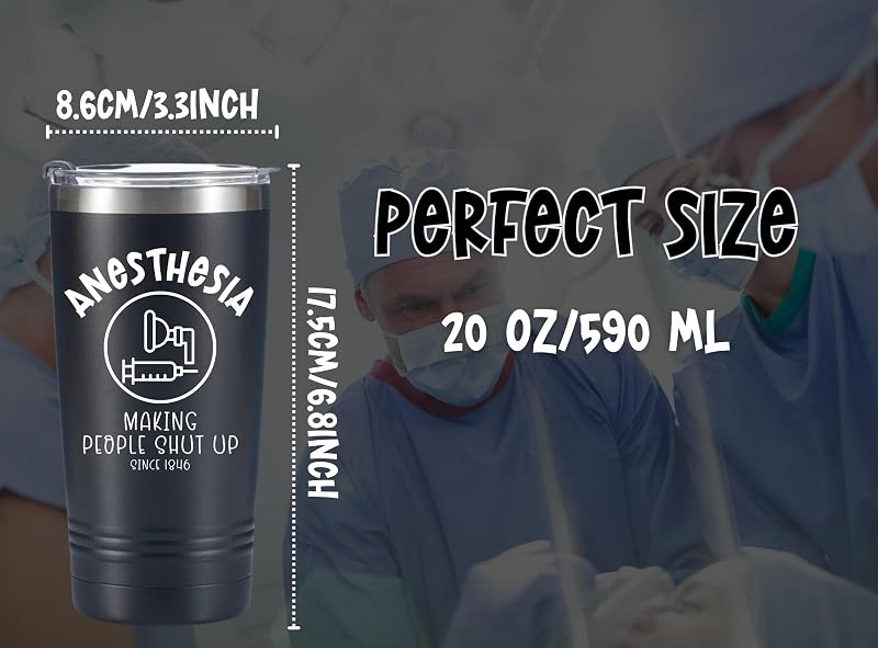 20 oz Stainless Steel Tumbler with Lid – Anesthesia Gift for Anesthesiologists