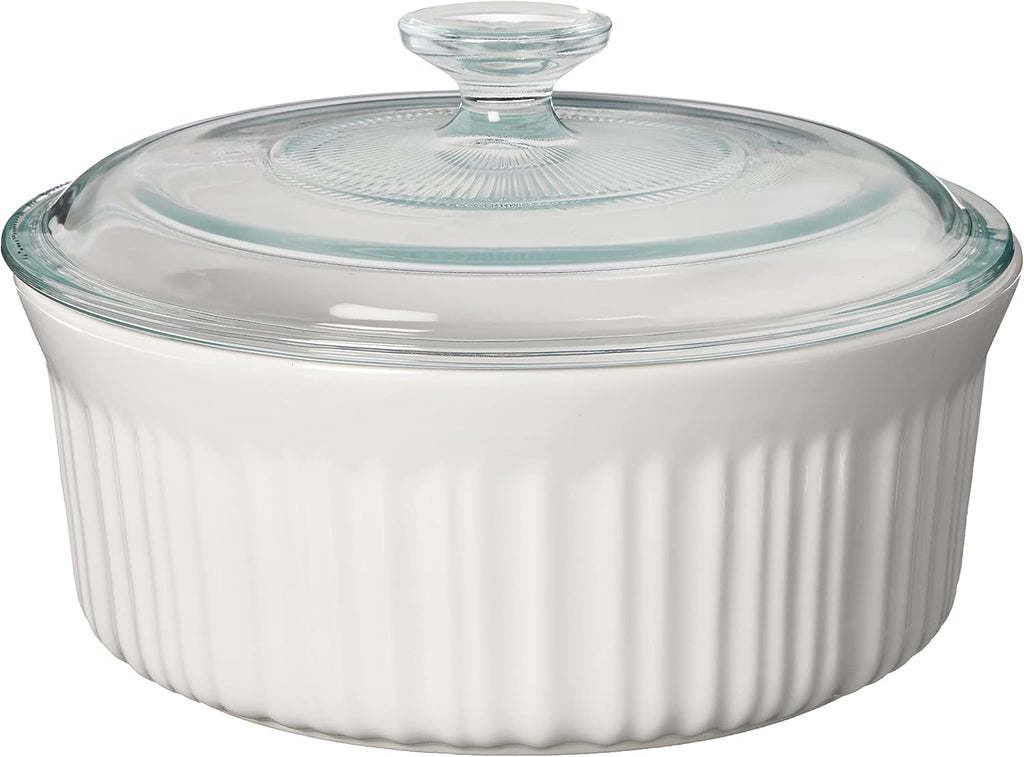 CorningWare French White 7-Pc Ceramic Bakeware Set - Chip & Crack Resistant, Microwave & Oven Safe