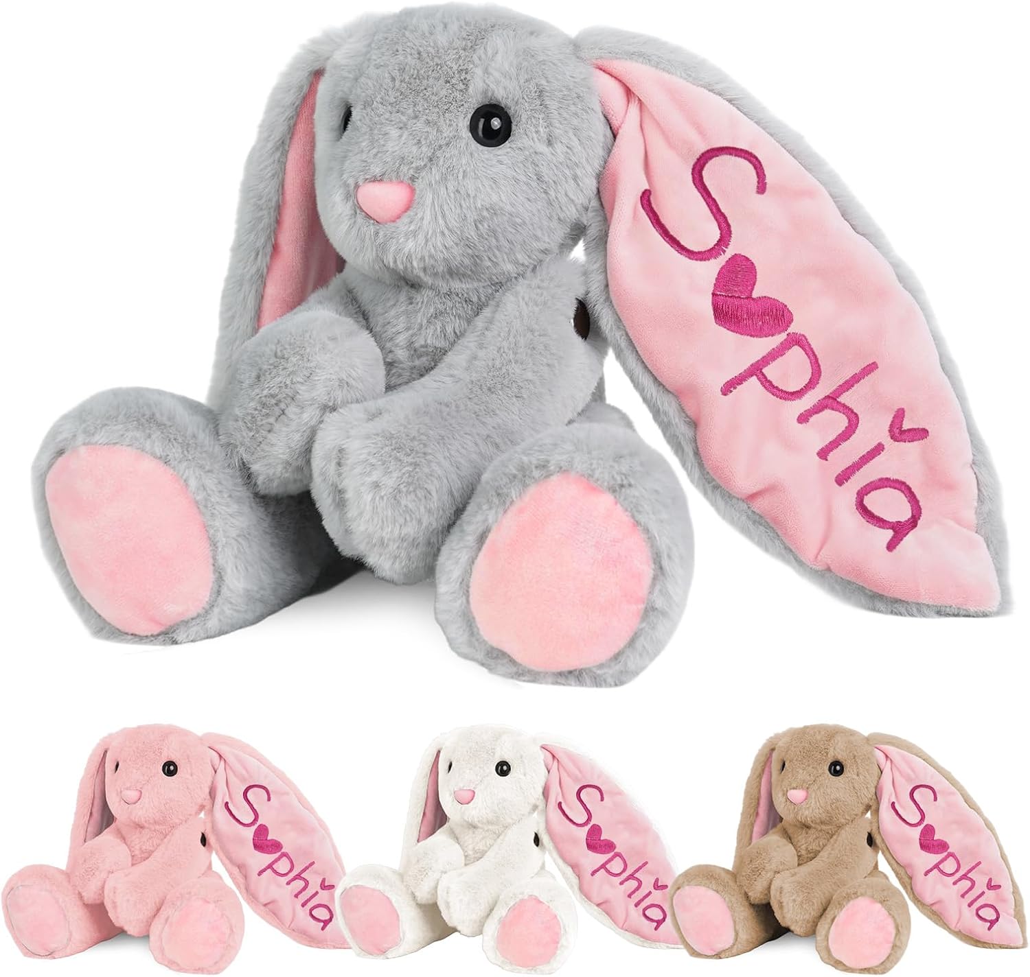 Skiennix Personalized Bunny Plush - Custom Embroidered Stuffed Animal for Babies | Perfect Gift for Toddlers