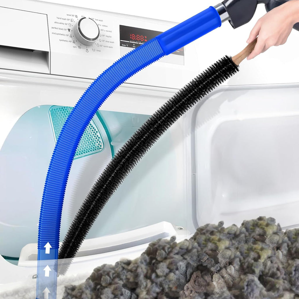 PetOde Dryer Vent Cleaner Kit - 2 Pieces Vacuum Hose Attachment & Lint Brush for Quick Cleaning | Deep Blue