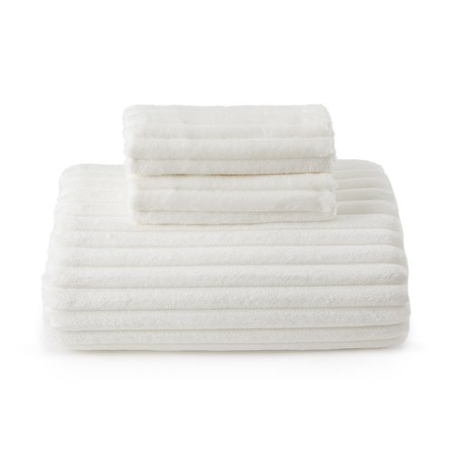 Bedsure Fluffy Duvet Cover Set - Ultra Soft Plush Shaggy Comforter Cover Queen Size, Warm Flannel Fleece Bed Sets for Winter, 3 Pieces (Striped Pattern, Coconut White)
