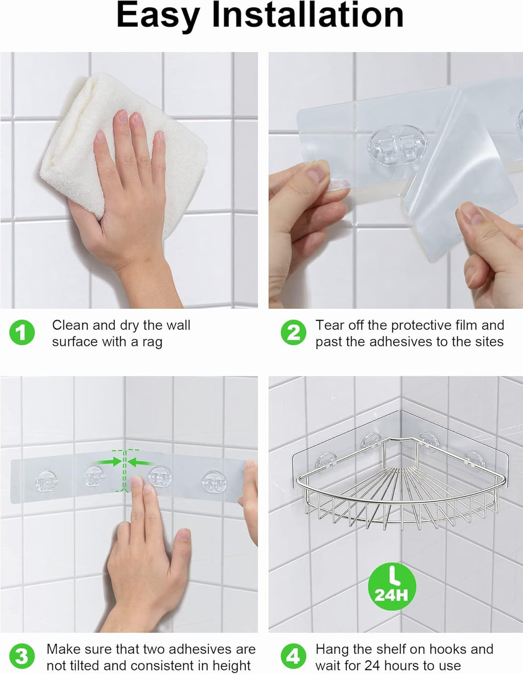 SMARTAKE Corner Shower Caddy - Wall Mounted SUS304 Stainless Steel Storage Organizer | 2-Pack (Silver)