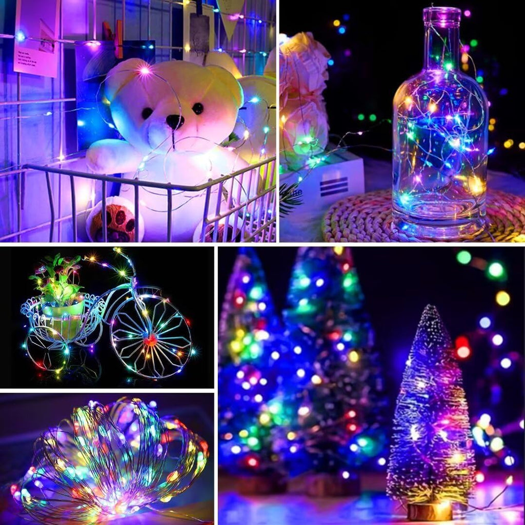 Pozzolanas 24 Pack Multi-Colored Fairy Lights - Battery Operated 7FT Waterproof String Lights for Weddings & Parties