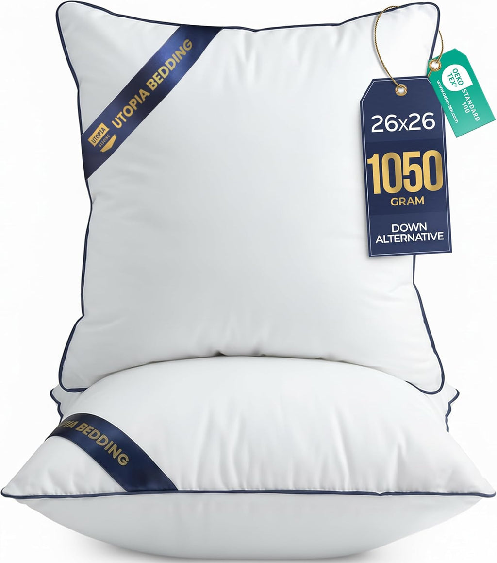 Utopia Bedding Throw Pillow Inserts - Decorative 26 x 26 Inch White Pillows for Sofa & Bed (Pack of 2)