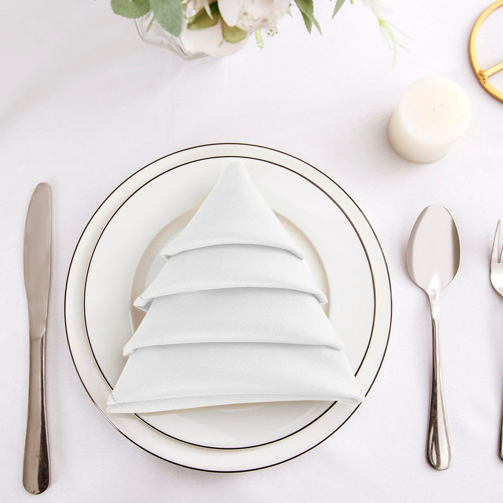 Bailarina Cloth Napkins Set of 120,17x17 inches Dinner Napkins Cloth Washable,Polyester Square Table Cloth Napkin Bulk with Hemmed Edges Ideal for Banquets, Parties and Weddings-White