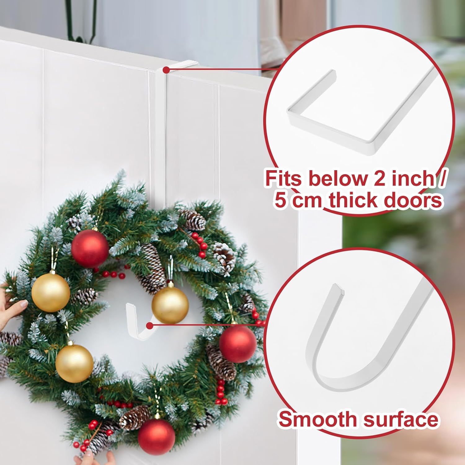 Regine Switzerland 12-Inch Wreath Hanger - Over The Door Hook for Indoor/Outdoor Decorations