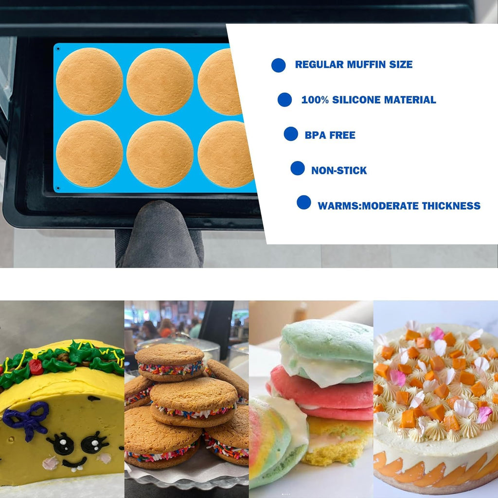 Sidosir Round Silicone Mold for Baking, 4inch Large Breakfast Sandwiches Mold Silicone for Whoopie Pie, Non-Stick Hamburger Buns Molds for Egg Pan (1, ROUND)