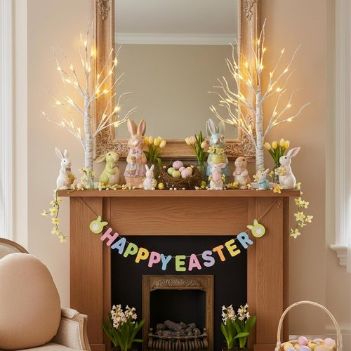 EAMBRITE Lighted Birch Tree - 24 LED Mini Tabletop Decorations | Battery Operated & USB, 2FT White Trees for Easter & Christmas Decor