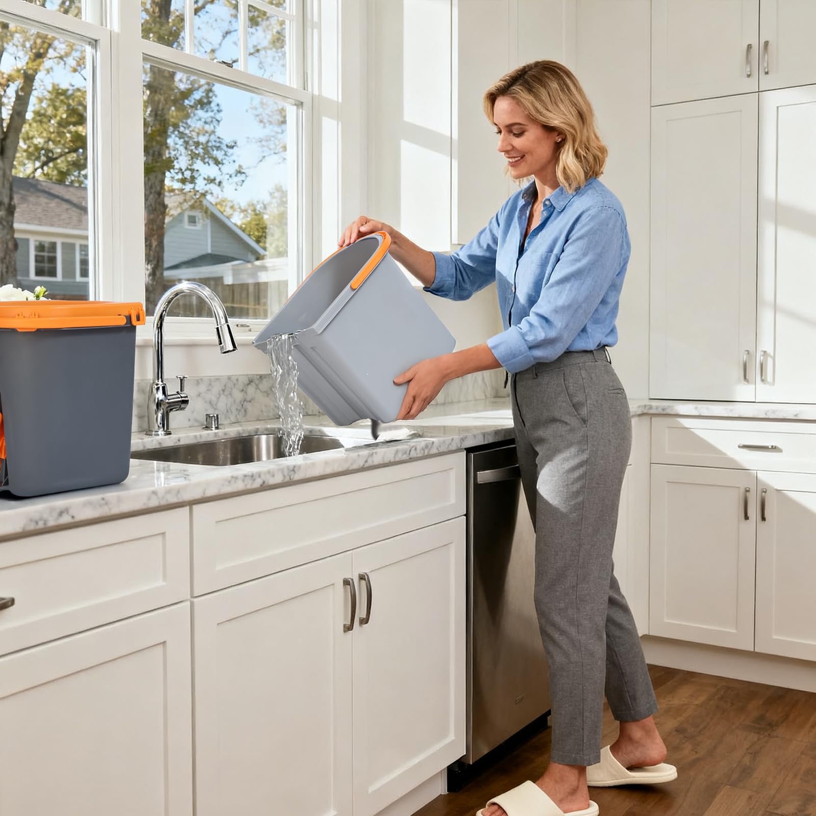 MENSHINE Spin Mop and Bucket Set,Detachable Double Buckets Separate Dirty Water with Stainless Steel Wringer for Floor Cleaning,Cleaning Buckets with 4 Mop Head Replacements for Household Use