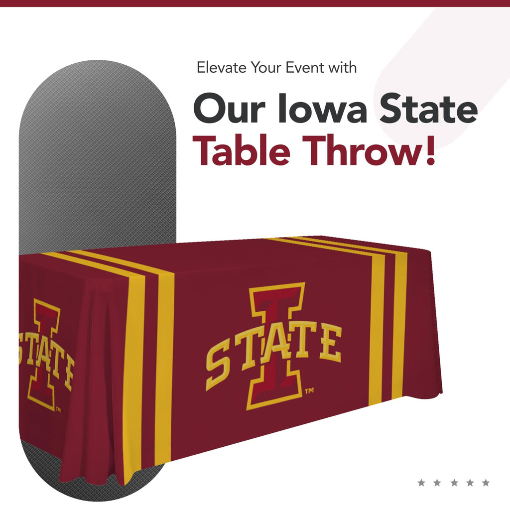 Victory Corps Iowa State Cyclones College Sports Printed Table Throw - NCAA Licensed - Polyester - School Tablecloth (Red) (6' Draped)