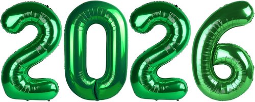 2026 Number Balloons by [Brand Name] - Dark Green 40 Inch Party Decorations for New Year's & Graduations