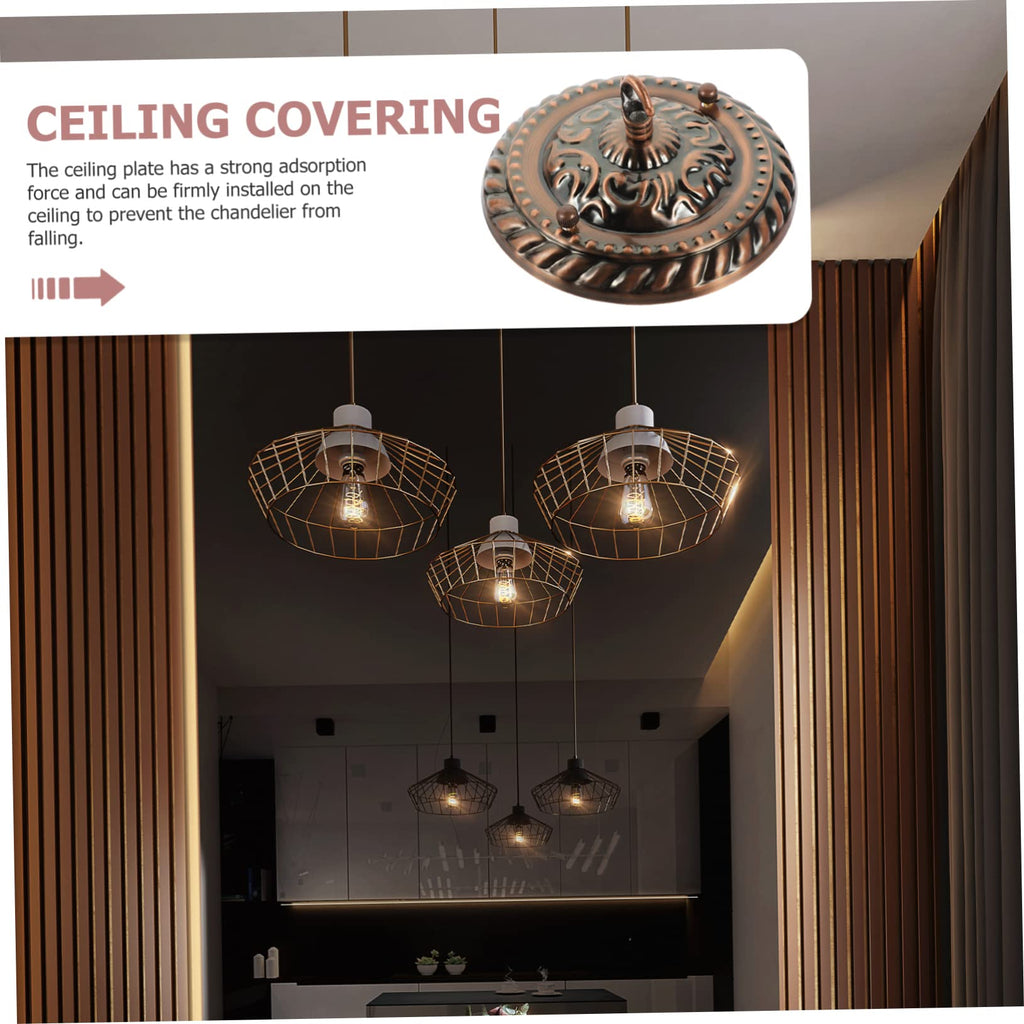 Yardenfun Vintage Style Chandelier Canopy Plate with Hook Heavy Duty Pendant Light Ceiling Cover Easy Install Mounting Bracket for Home Lighting