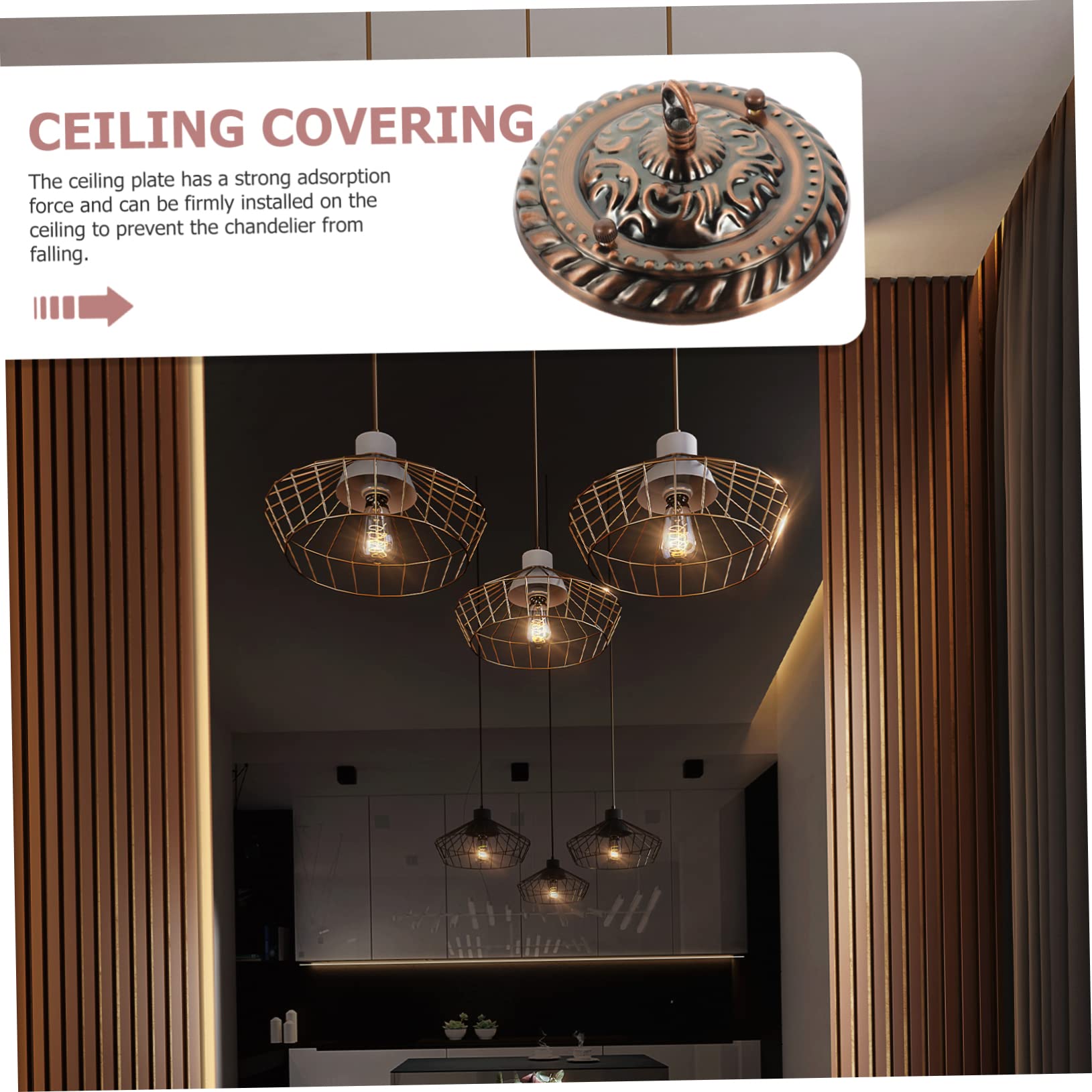 Yardenfun Vintage Style Chandelier Canopy Plate with Hook Heavy Duty Pendant Light Ceiling Cover Easy Install Mounting Bracket for Home Lighting