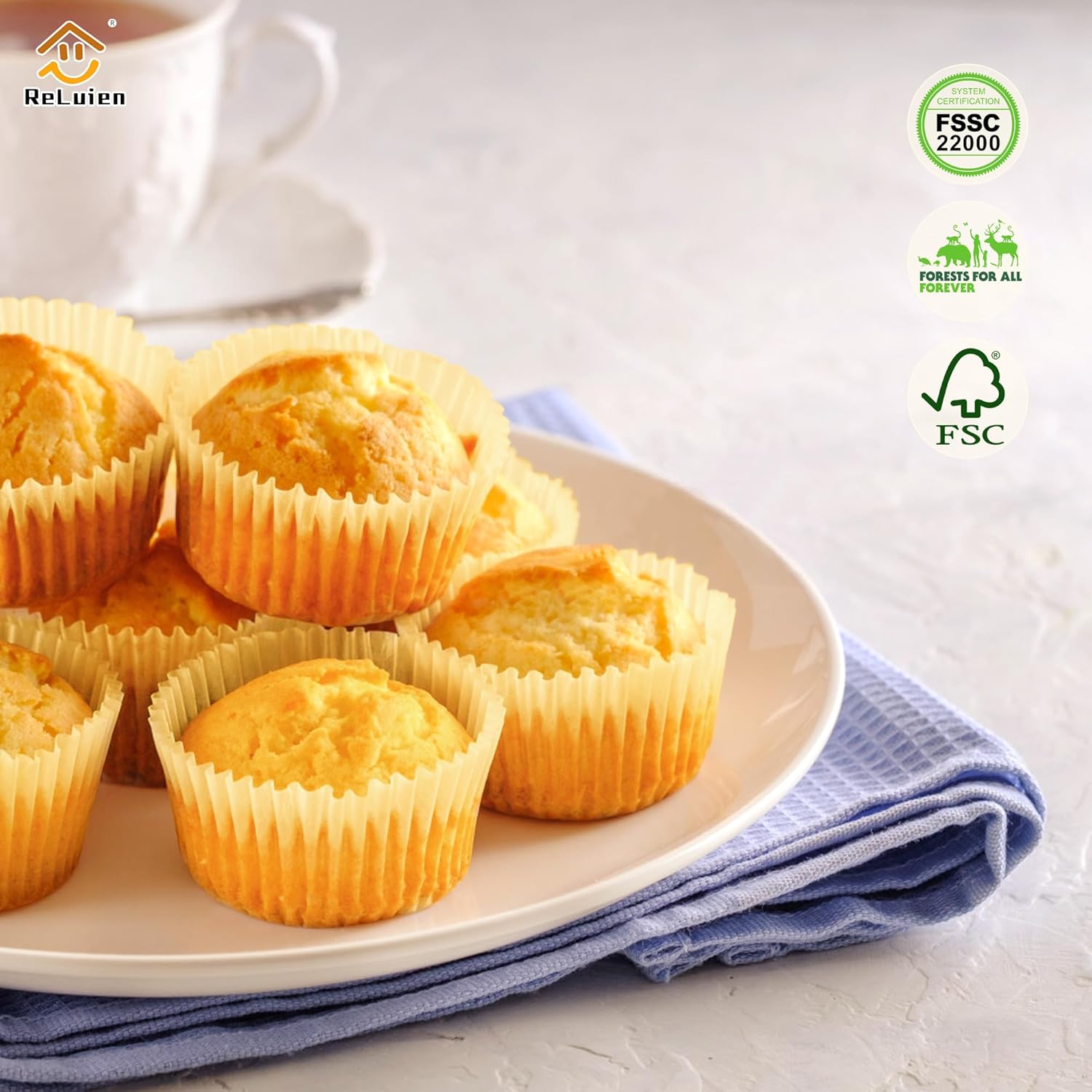 Standard Natural Cupcake Liners - 200 Pcs Greaseproof Parchment Baking Cups for Muffins & Treats