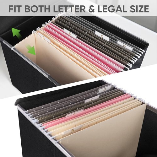 BALEINE File Organizer Box - Collapsible Hanging File Folder for Office Storage | Black, 1 Pack