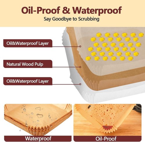 10 Inch Air Fryer Liners by [Brand Name] - 250PCS Heat Resistant Non-Stick Parchment Paper | Unbleached for Baking & Roasting