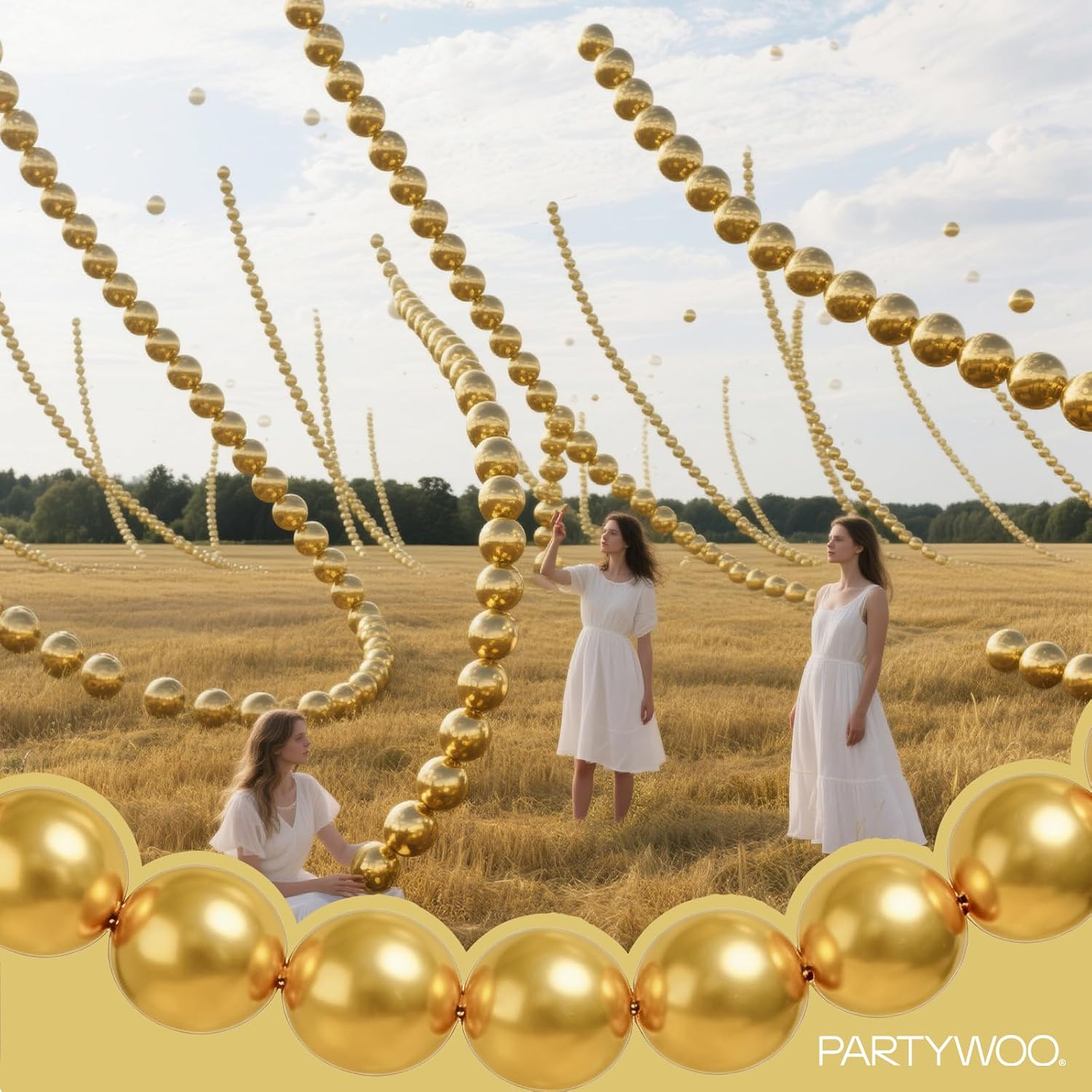 PartyWoo Metallic Gold Linking Balloons - 100pcs 6 Inch Decorative Balloons for Events & Celebrations