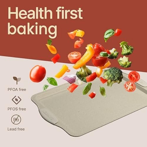 BAKKENMASTER 18-Piece Nonstick Bakeware Set - Professional Carbon Steel Pans with White Silicone Handles