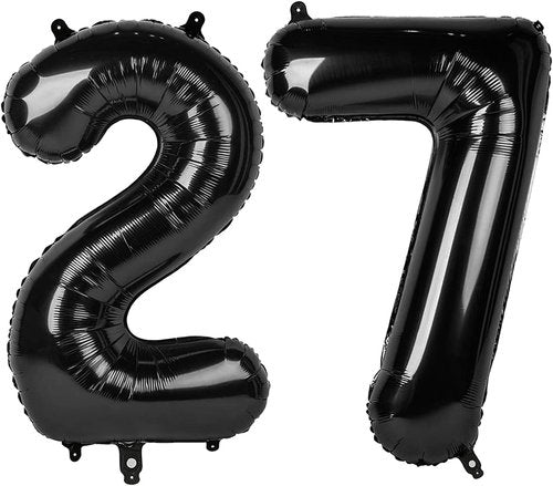 Black Number 27 Balloon - Large Foil Birthday Decoration for Men & Women | Perfect for Celebrations
