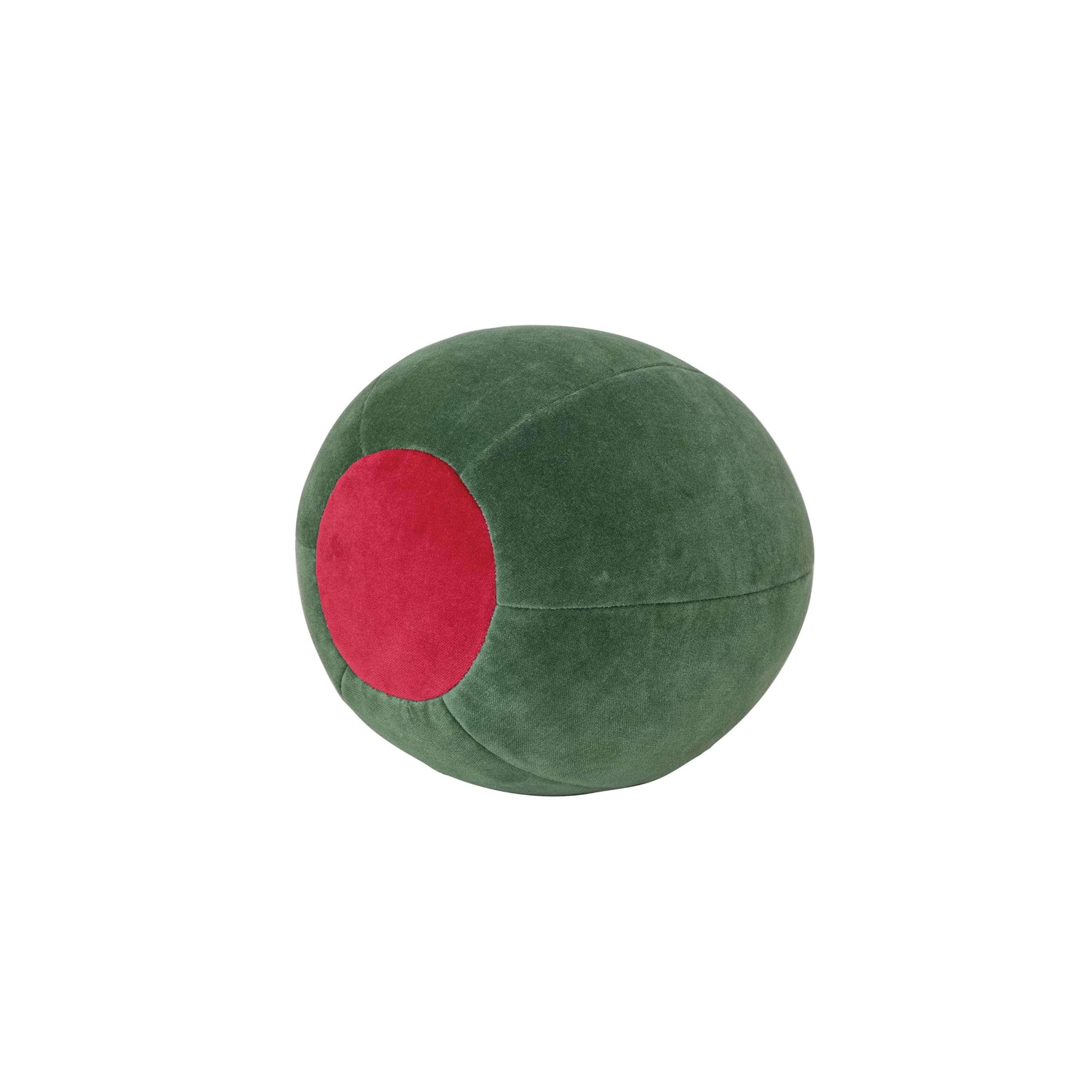 Creative Co-Op Cotton Velvet Olive Shaped Pillow, Green and Red