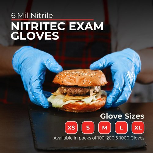 London Labs Heavy Duty 6 Mil Blue Nitrile Gloves Disposable Latex & Powder Free -Extra Stretchy Fentanyl Safe |Medical,First Aid Kit,EMT|Food Safe Rubber Gloves for Cooking & Cleaning|Bulk Pack (1000)