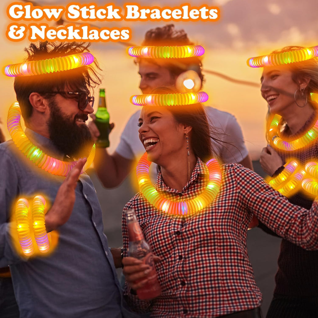 Skiennix Orange Graduation Glow Sticks - Light Up Bracelets & Necklaces | 12-24 PCS Party Favors for Kids