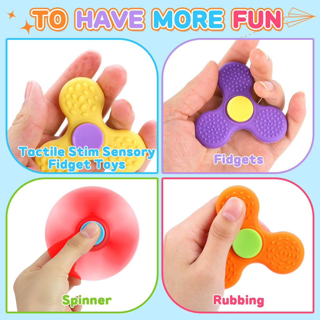 24 PCs Valentines Day Cards with Fidget Spinner for Kids Classroom, Textured Sensory Fidget Toys with Valentine Cards, Kids School Classroom Exchange Prizes Gifts Rewards Stress Relief Party Favors