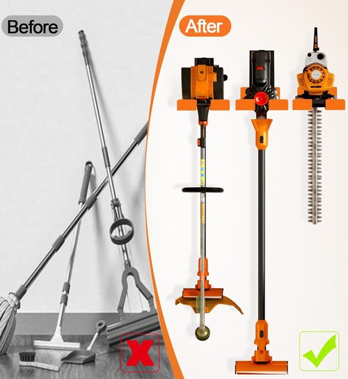 Heavy Duty Garage Organizer - Wall Mounted Weed Eater Hanger & Trimmer Rack | 2 Pack for Garden Tools