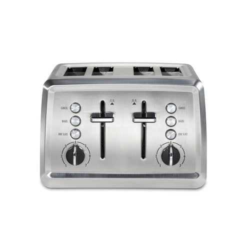 Hamilton Beach 4 Slice Toaster with Extra-Wide Slots, Bagel Setting, Toast Boost, Slide-Out Crumb Tray, Auto-Shutoff & Cancel Button, Stainless Steel (24798)