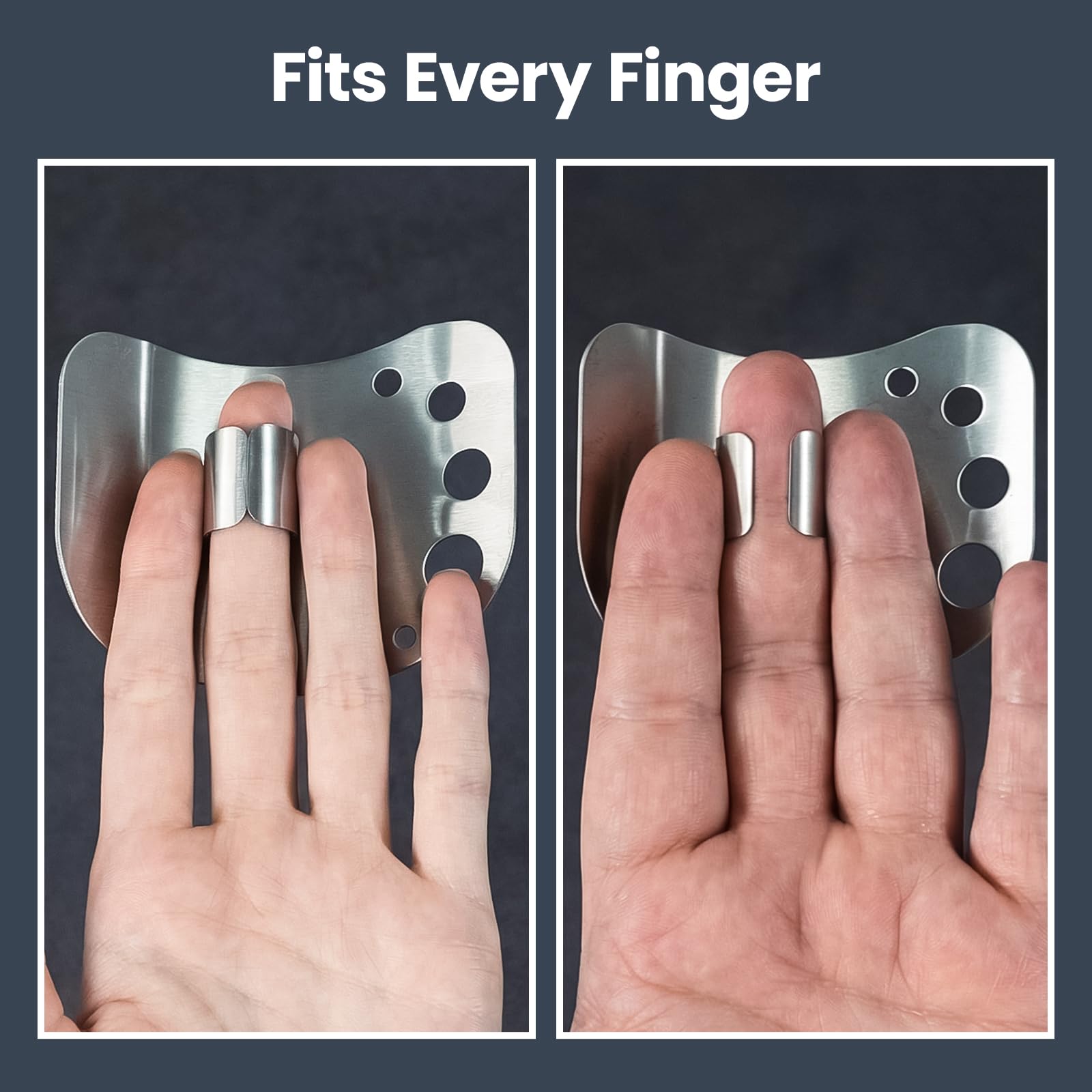 SYOKAMI Finger Guards for Cutting Food, Protects Women’s Fingers and Nails, Ideal Gift for Her, Mom or Wife, 2 Stainless Steel Finger Protectors with Herb Stripper, Adjustable Size