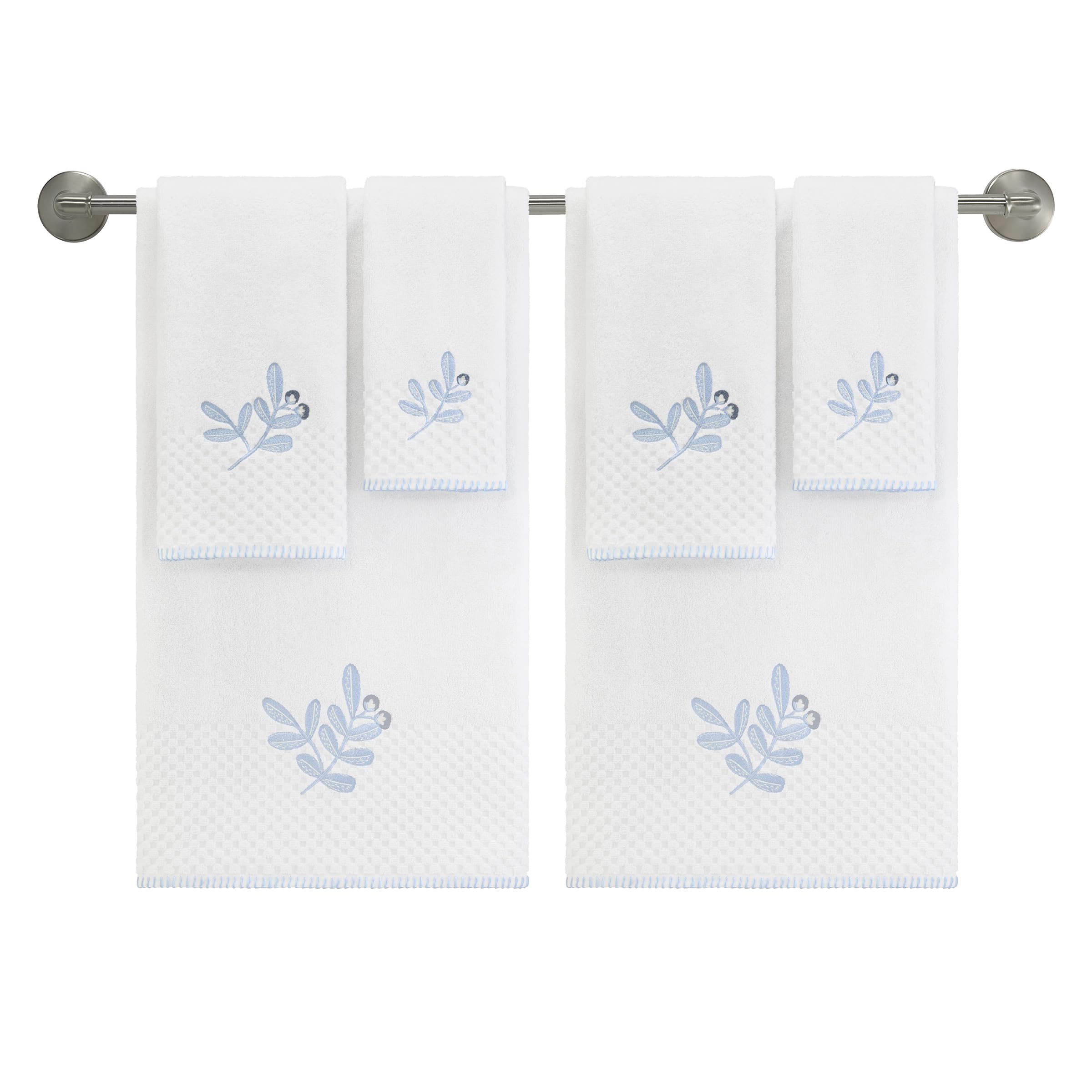 Izod - Fingertip Towels, Soft & Absorbent Embroidered Cotton with Textured Terry Weave, Evergreen Bathroom Decor (Kingsley Collection, 2-Pack)