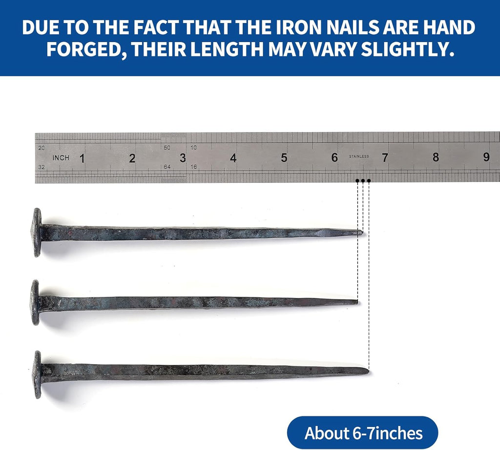 Skiennix Hand Forged Nails - Jesus Cross Wrought Iron Decorative Nails | Natural Grey Finish (3 Pcs)