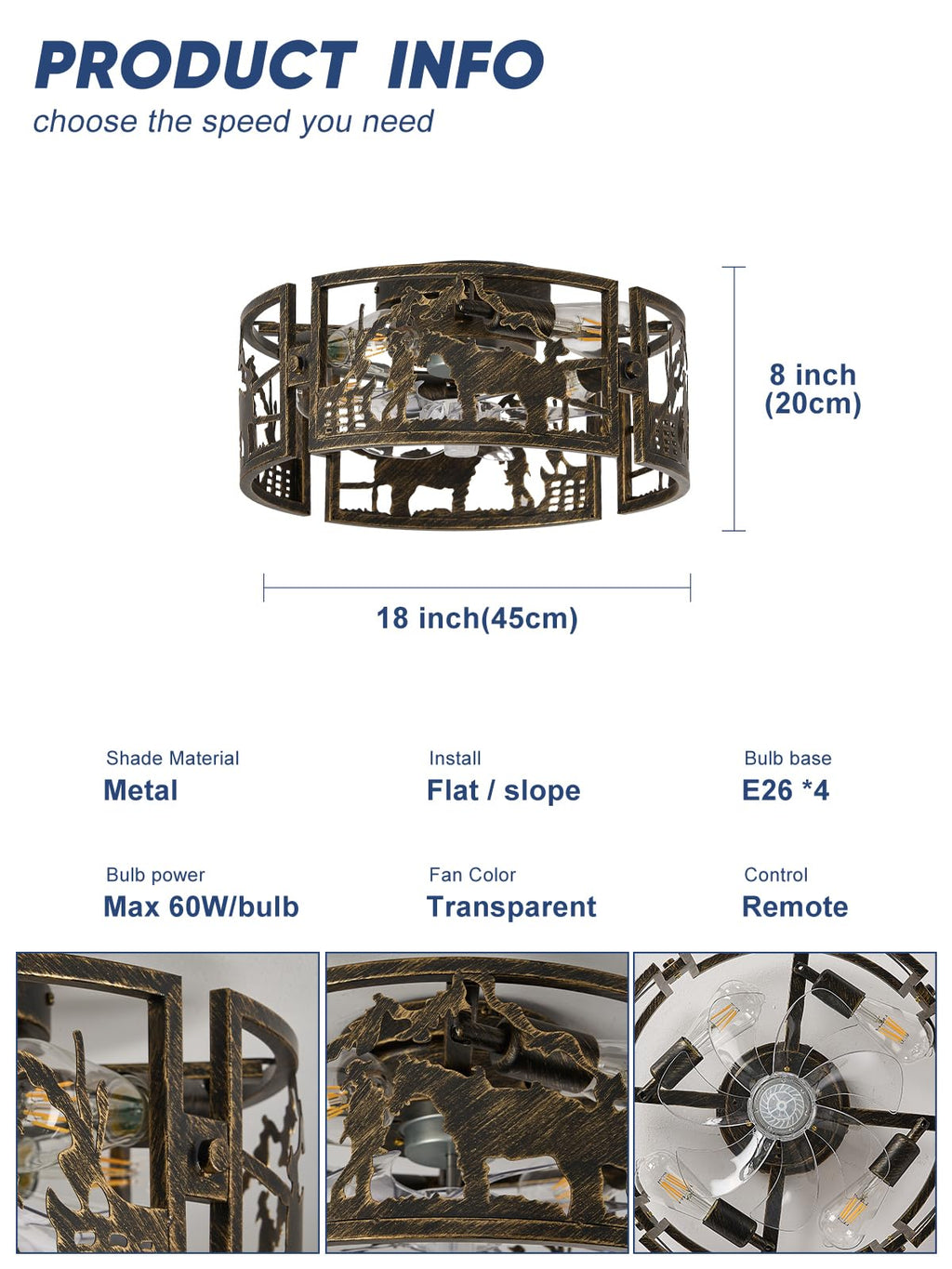 DDLLDESHI Farmhouse Rustic Ceiling Fan with Light and Remote Black Chandelier fan with Bear and Deer Rustic Fandelier for Bedroom,Kitchen,Foyer,Entryway(Adjustable Height,6 Speed, Timing)