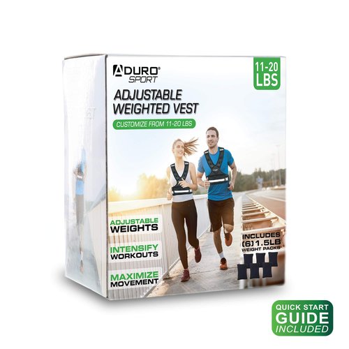 "Aduro Sport Adjustable Weighted Vest Workout Equipment, 11lbs-20lbs Body Weight Vest for Men, Women, Kids"