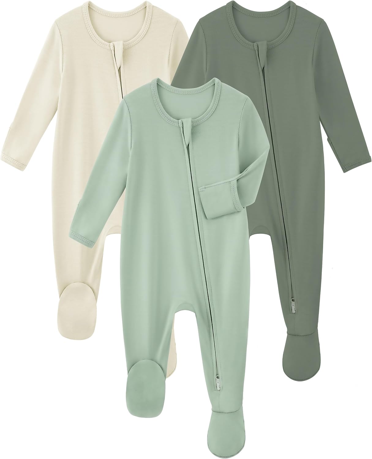 Yoofoss Bamboo Baby Pajamas - 3-Piece Footed Sleepers for Newborns | Sizes 0-3, 3-6, 6-9 Months