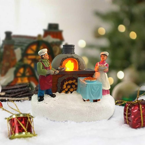 innodept12 Christmas Village Accessories Figurines Scene with LED Light, Battery Operated(3V) not Included (Outdoor Oven)