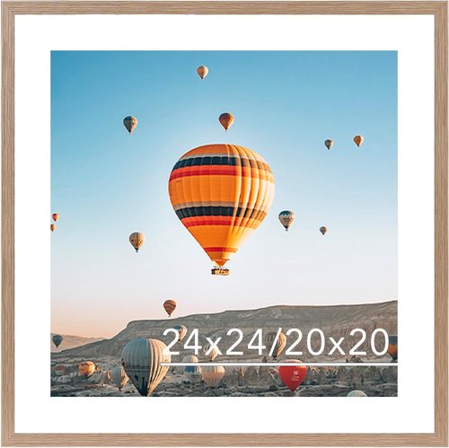 JCJMY 24x24 Rustic Brown Picture Frame - Display 20x20 Photos with Mat or 24x24 Without Mat | Shatter-Resistant Plexiglass