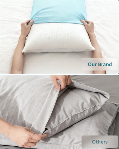 Itartshion Cooling Pillow Cases Queen Size Set of 2, Qmax >=4.5, Cooling Pillowcases for Hot Sleepers, Cool Pillow Covers with Envelope Closure, Gifts, Dark Grey, 2pcs (01 - Light Grey)