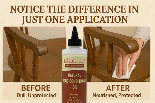 Verdana Natural Wood Conditioner Oil – 8 Fl Oz – Plant-Based, Odorless Furniture Conditioner for Wood Tables, Cabinets, Dressers & Antiques – Nourish, Polish & Protect – Non-Toxic Conditioning Oil