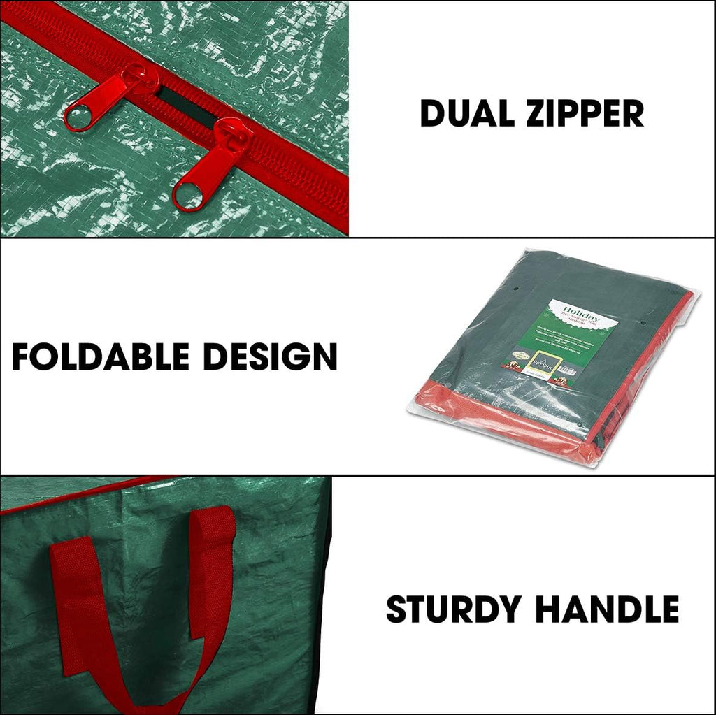 ProPik Christmas Tree Storage Bag - Fits Up to 7.5 ft Disassembled Tree | 45" x 15" x 20" | Durable Zipper & Handles (Green)