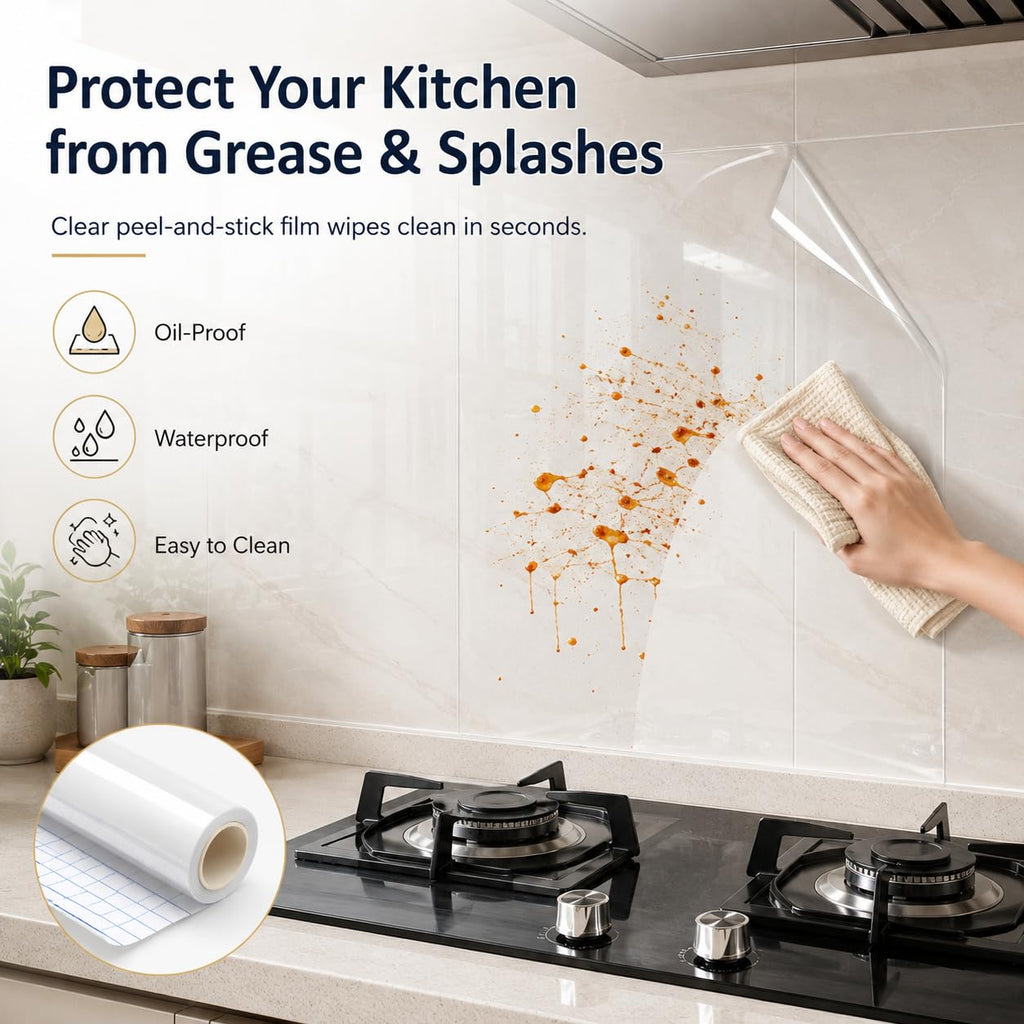 Yunihome Clear Contact Paper, 17.7 * 118 Inches Peel and Stick Waterproof Self Adhesive Vinyl – Oil Proof, Removable No Residue for Kitchen Cabinets, Countertops, Shelves & Dining Tables