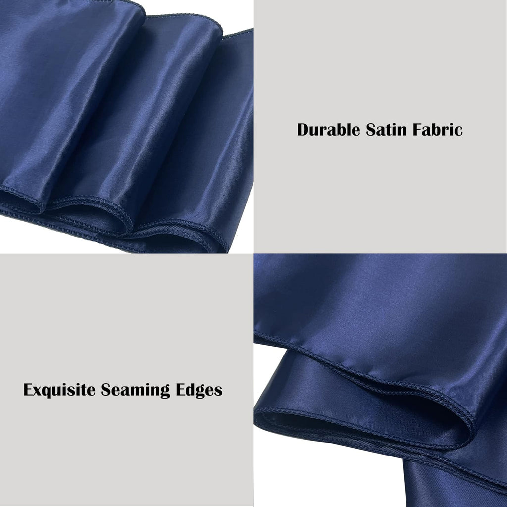 Skiennix Satin Chair Sashes - 50PCS Navy Blue Ribbon Ties for Wedding & Event Decor