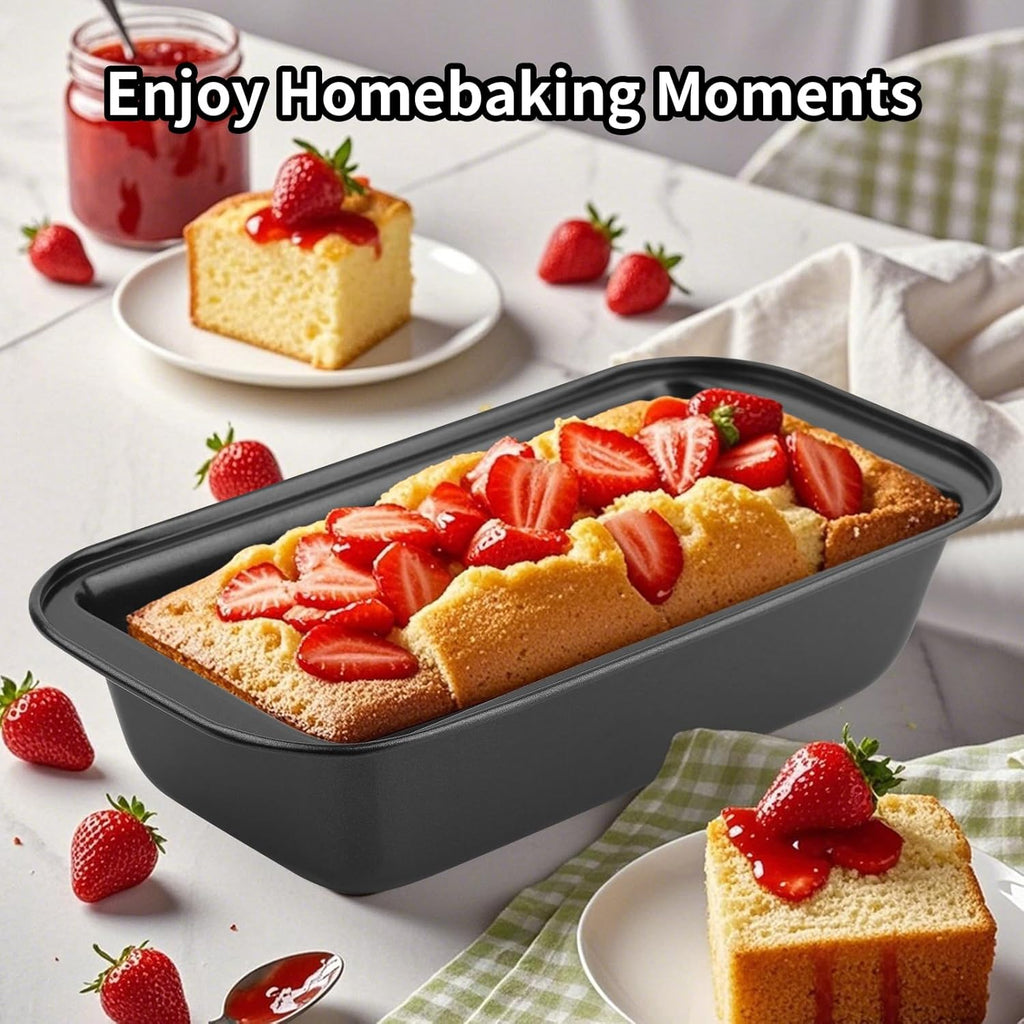 Novery Nonstick Bread Pan Set - 8” x 4” Carbon Steel Loaf Pans for Baking Bread, Meatloaf & Cakes