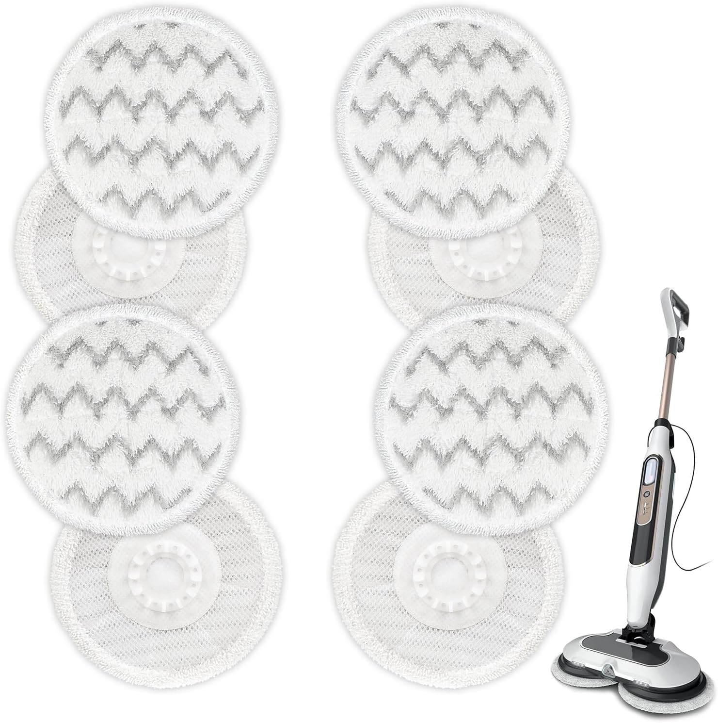 VIEWALL Steam Mop Pads - Replacement for Shark S8000 Series | Soft Washable Scrub Pads, 8 Pack