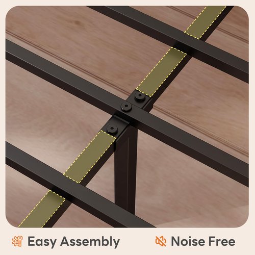 Sweetcrispy Queen Bed Frame with Headboard, Storage Headboard with USB Charging Station, Durable Squeak-Free Frame, Simple No-Tool Assembly,Works with Queen Mattress No Box Spring Needed