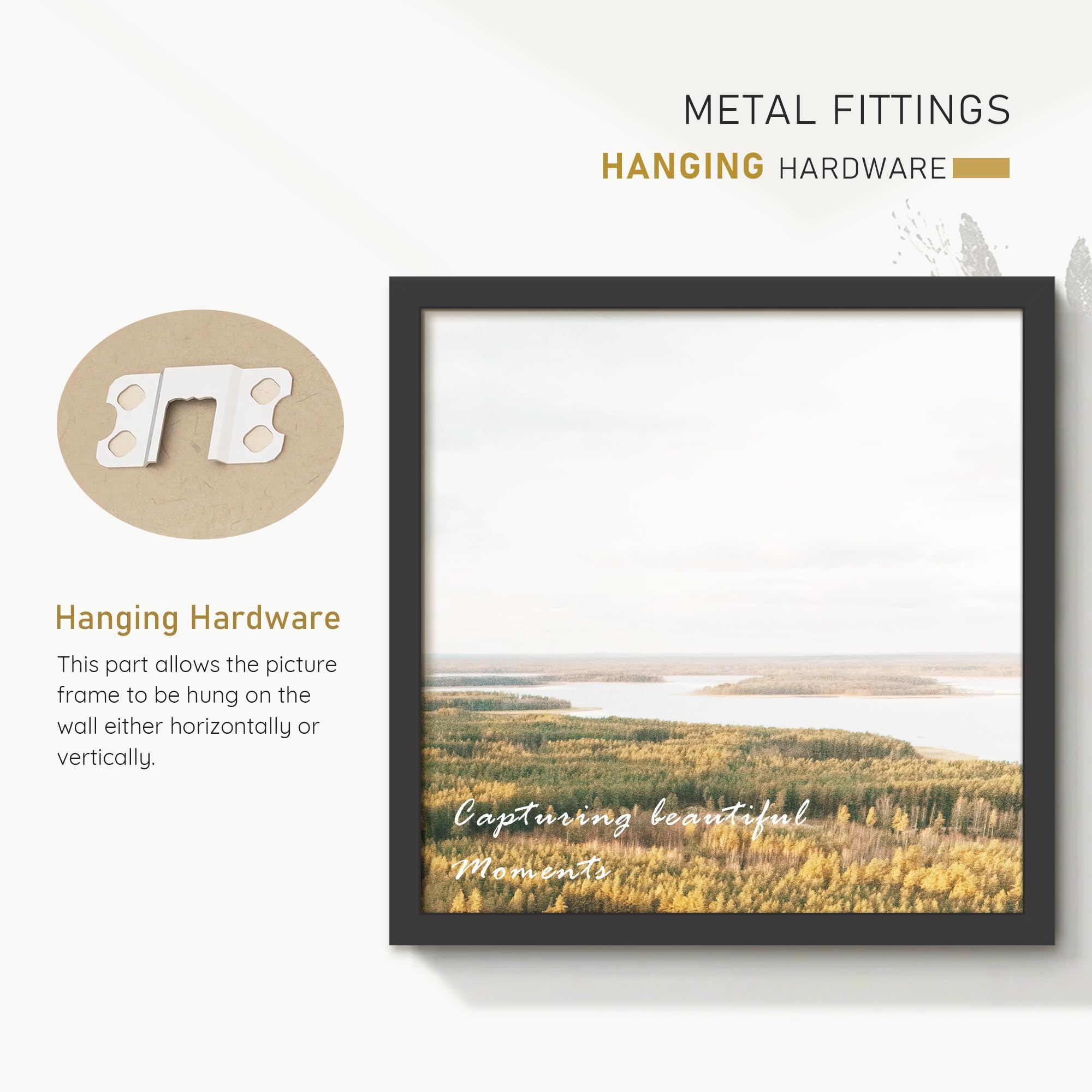 Picrit 24x24 Picture Frame, Black Engineered Wood Puzzle Frame for Horizontal or Vertical Wall Mounting and Displaying Posters and Artwork Photos, 1 Pack