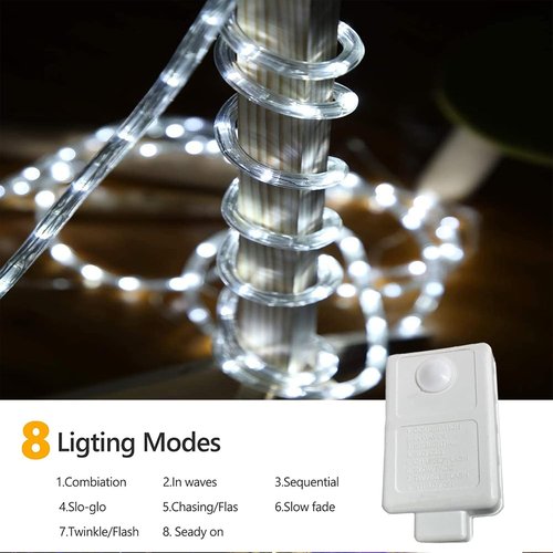 360 LED Rope Lights by [Brand Name] - 50ft Waterproof & Flexible Tube Lighting for Outdoor Decor | 8 Modes