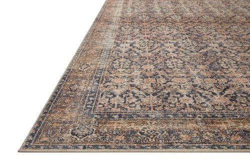 Loloi Amber Lewis Billie Collection, Ink & Salmon 3'-6" x 5'-6" Area Rug – Antique & Distressed Accent Rugs for Living Room, Bedroom, Entryway & Hallway, No Shed High Traffic Area Home Decor Rug